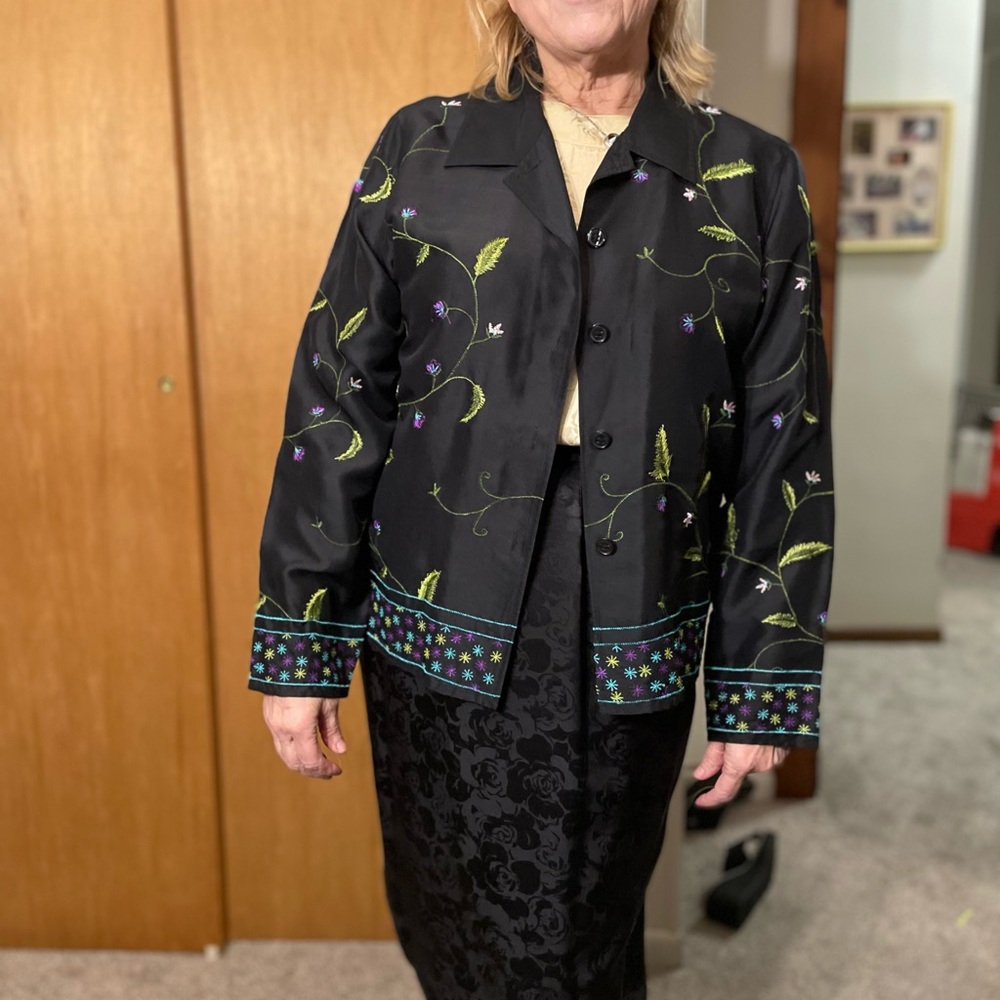 Silk Embroidered Black Jacket